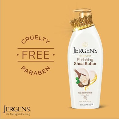 Jergens Shea Butter Hand and Body Lotion, Deep Conditioning Moisturizer, 3X More Radiant Skin, with Pure Shea Butter, Dermatologist Tested, 16.8 Oz, Pack of 3 Avelisse