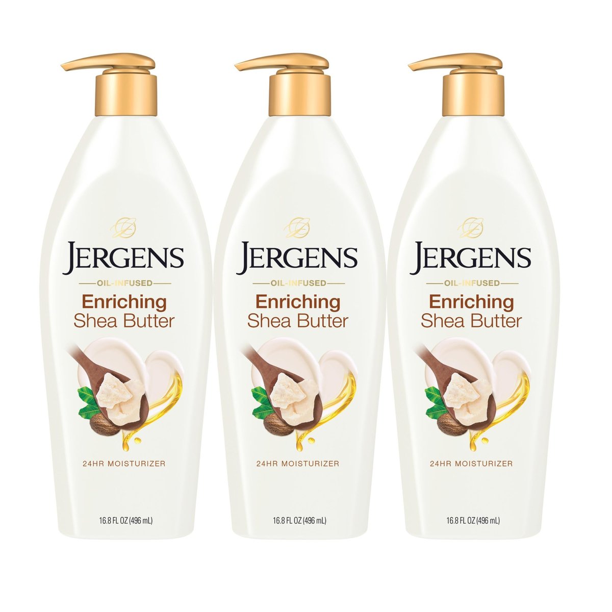 Jergens Shea Butter Hand and Body Lotion, Deep Conditioning Moisturizer, 3X More Radiant Skin, with Pure Shea Butter, Dermatologist Tested, 16.8 Oz, Pack of 3 Avelisse