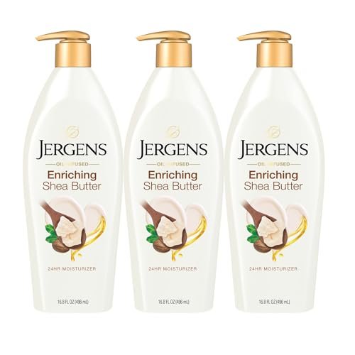 Jergens Shea Butter Hand and Body Lotion, Deep Conditioning Moisturizer, 3X More Radiant Skin, with Pure Shea Butter, Dermatologist Tested, 16.8 Oz, Pack of 3 Avelisse