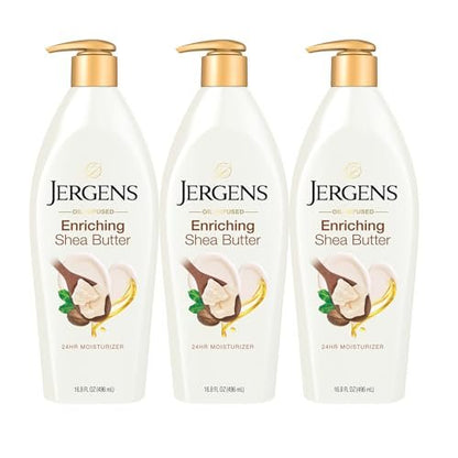 Jergens Shea Butter Hand and Body Lotion, Deep Conditioning Moisturizer, 3X More Radiant Skin, with Pure Shea Butter, Dermatologist Tested, 16.8 Oz, Pack of 3 Avelisse