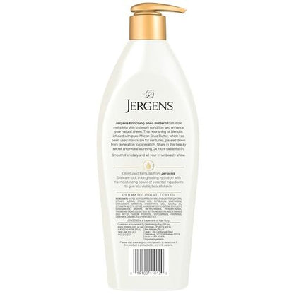 Jergens Shea Butter Hand and Body Lotion, Deep Conditioning Moisturizer, 3X More Radiant Skin, with Pure Shea Butter, Dermatologist Tested, 16.8 Oz, Pack of 3 Avelisse