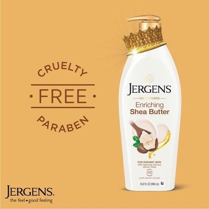 Jergens Shea Butter Hand and Body Lotion, Deep Conditioning Moisturizer, 3X More Radiant Skin, with Pure Shea Butter, Dermatologist Tested, 16.8 Oz, Pack of 3 Avelisse