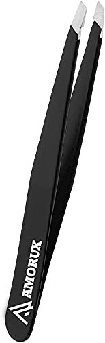 AMORUX Professional Stainless Steel Eyebrow Tweezers for Women - Precision Facial Hair Removal, Ingrown Hair & Splinter Tweezer, Black - görsel 12