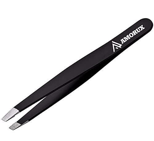 AMORUX Professional Stainless Steel Eyebrow Tweezers for Women - Precision Facial Hair Removal, Ingrown Hair & Splinter Tweezer, Black - görsel 14