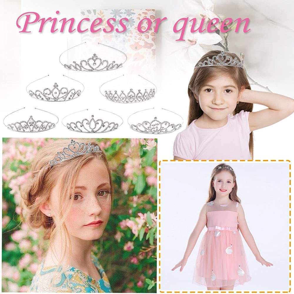 6 Pack Crystal Tiara Crown - Rhinestone Princess Crown, Silver Tiara for Girls, Women, Weddings, Parties, Prom Avelisse