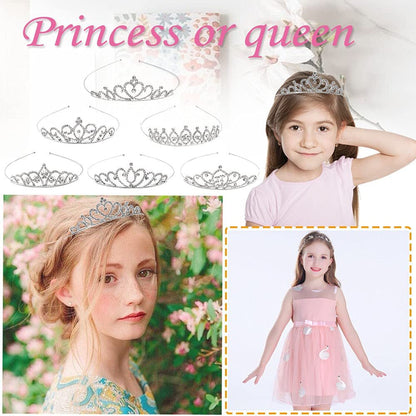 6 Pack Crystal Tiara Crown - Rhinestone Princess Crown, Silver Tiara for Girls, Women, Weddings, Parties, Prom Avelisse