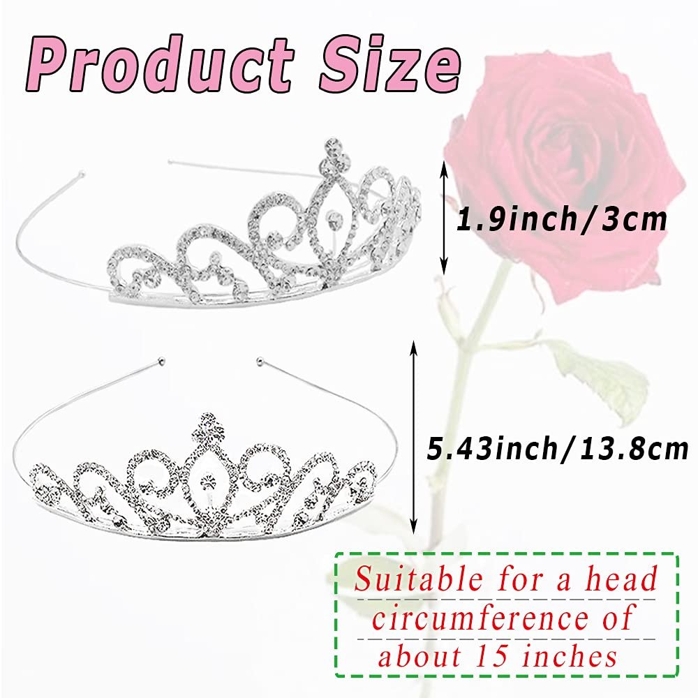 6 Pack Crystal Tiara Crown - Rhinestone Princess Crown, Silver Tiara for Girls, Women, Weddings, Parties, Prom Avelisse