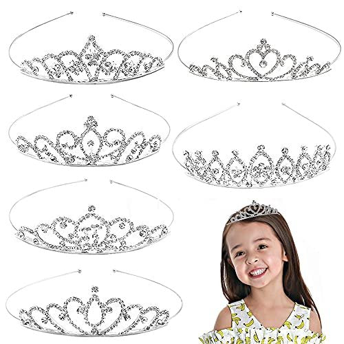 6 Pack Crystal Tiara Crown - Rhinestone Princess Crown, Silver Tiara for Girls, Women, Weddings, Parties, Prom Avelisse