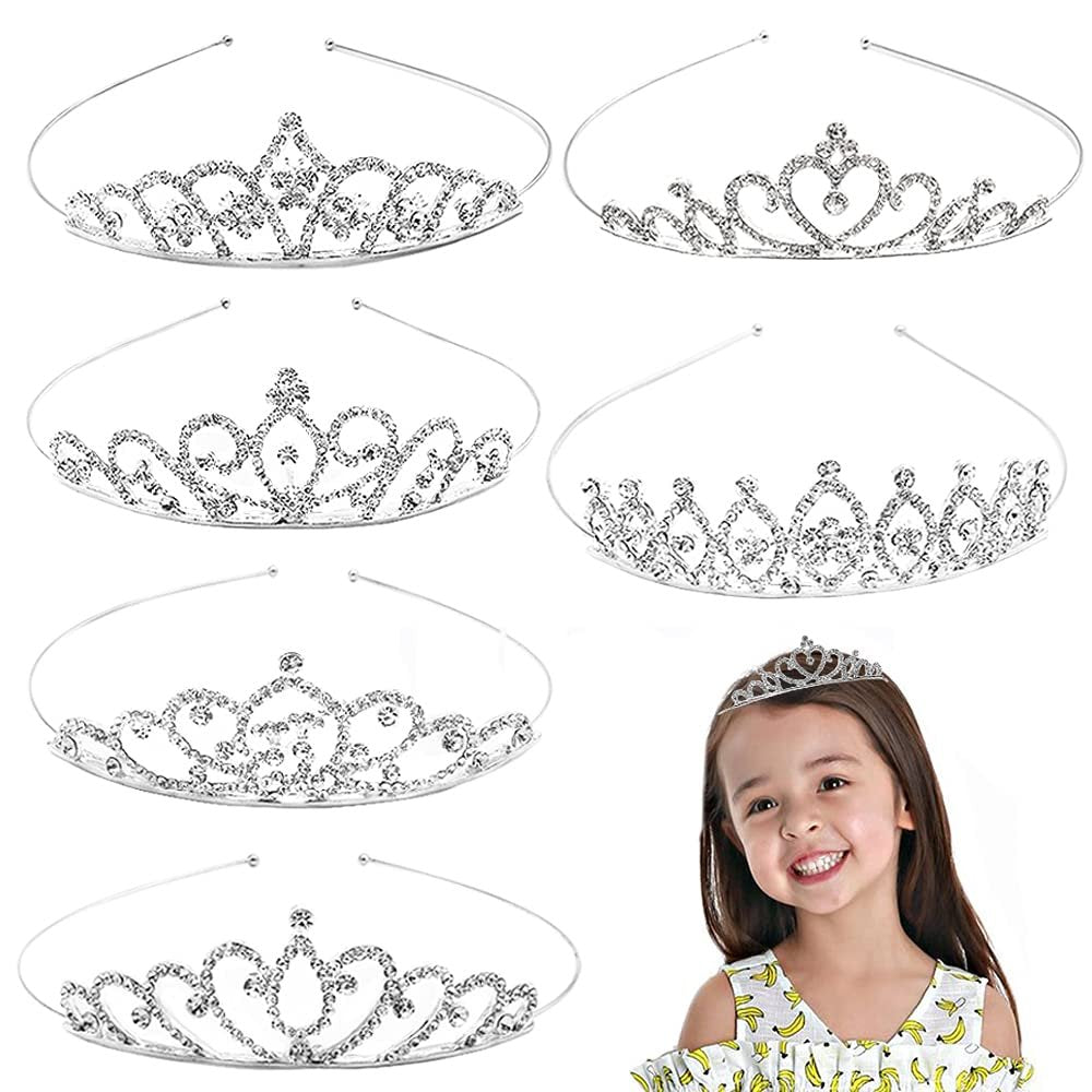 6 Pack Crystal Tiara Crown - Rhinestone Princess Crown, Silver Tiara for Girls, Women, Weddings, Parties, Prom Avelisse