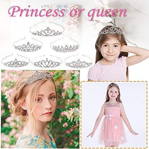 6 Pack Crystal Tiara Crown - Rhinestone Princess Crown, Silver Tiara for Girls, Women, Weddings, Parties, Prom Avelisse