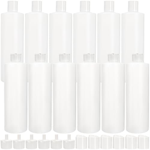 Bekith 12 Pack 16oz Plastic Squeeze Bottles with 24 Caps - Refillable BPA-Free Bottles for Shampoo, Lotion, Body Wash, Sauces Avelisse