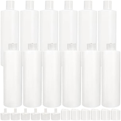 Bekith 12 Pack 16oz Plastic Squeeze Bottles with 24 Caps - Refillable BPA-Free Bottles for Shampoo, Lotion, Body Wash, Sauces Avelisse