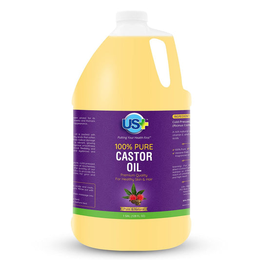 100% Pure Castor Oil - Cold-Pressed, Unrefined, Hexane-Free - Premium Quality USP Grade (1 Gallon) Avelisse