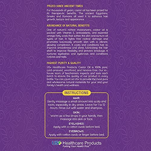 100% Pure Castor Oil - Cold-Pressed, Unrefined, Hexane-Free - Premium Quality USP Grade (1 Gallon) Avelisse