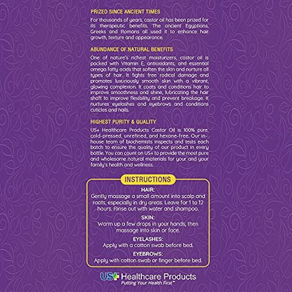 100% Pure Castor Oil - Cold-Pressed, Unrefined, Hexane-Free - Premium Quality USP Grade (1 Gallon) Avelisse