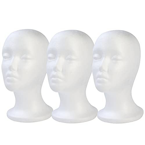 BALABALA 3 Pcs Foam Wig Head - Female Styrofoam Mannequin Head for Wig Display, Hat Display, Hair Styling, Salon & Travel Avelisse