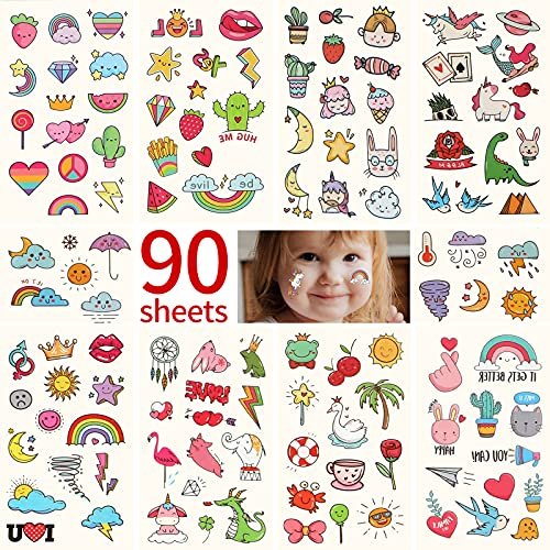 Metker 90 Sheets 1000+ Designs Temporary Tattoos for Kids - Waterproof, Educational & Safe Skin Art for Birthday Party Favors & Group Activities - görsel 2