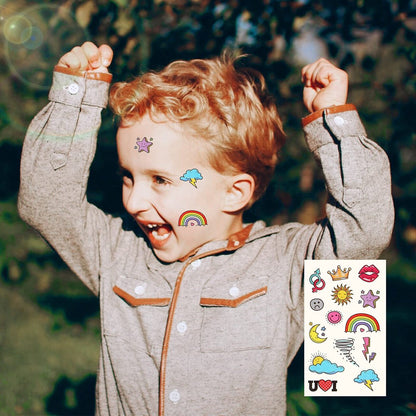 Metker 90 Sheets 1000+ Designs Temporary Tattoos for Kids - Waterproof, Educational & Safe Skin Art for Birthday Party Favors & Group Activities