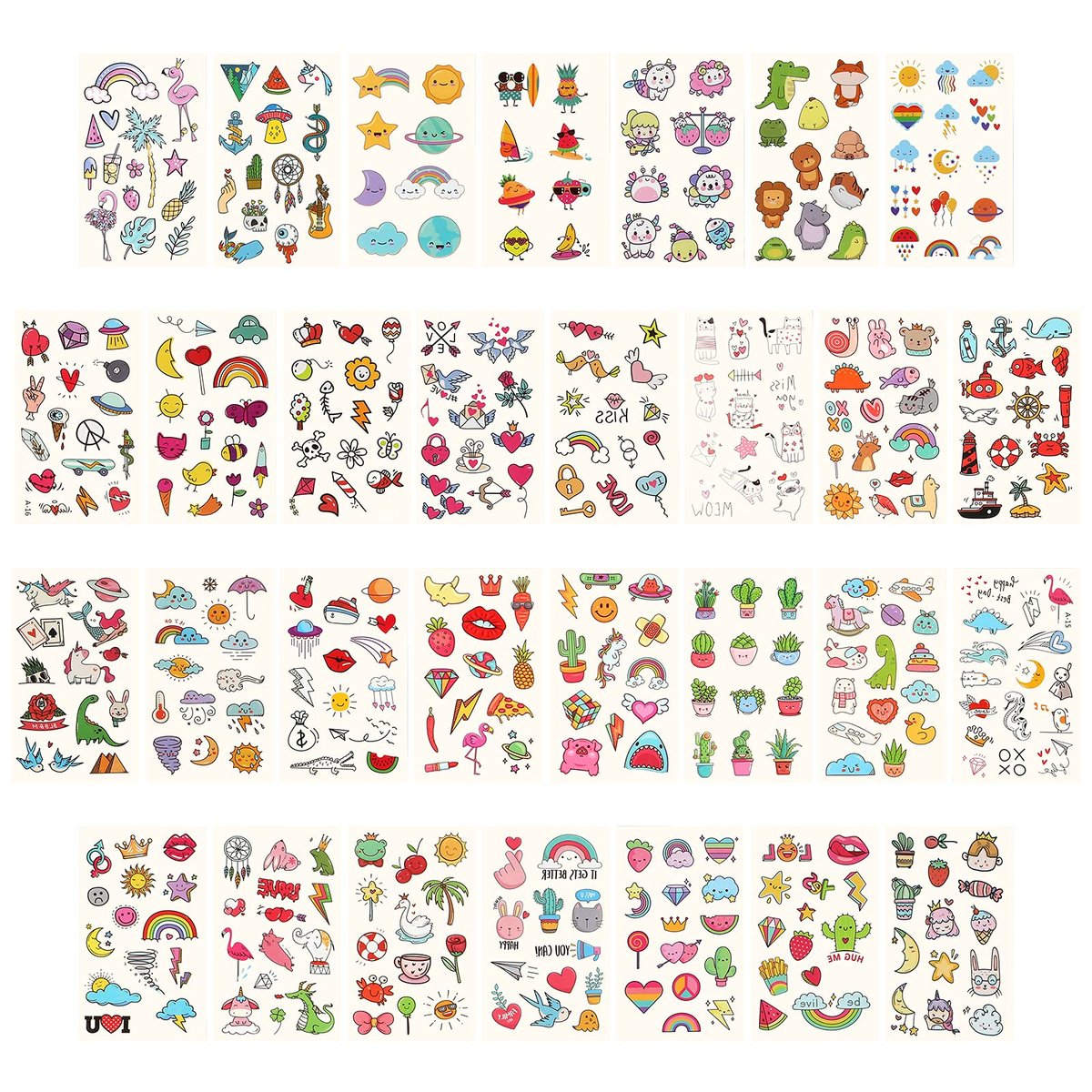 Metker 90 Sheets 1000+ Designs Temporary Tattoos for Kids - Waterproof, Educational & Safe Skin Art for Birthday Party Favors & Group Activities - görsel 3