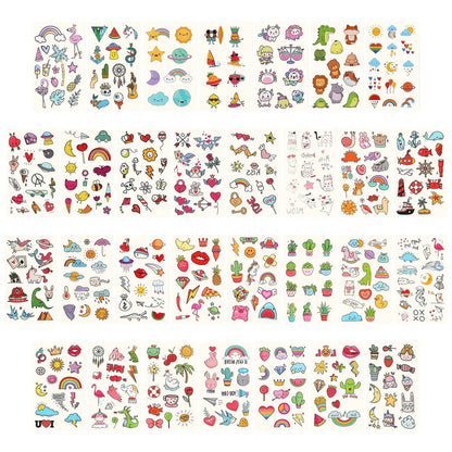 Metker 90 Sheets 1000+ Designs Temporary Tattoos for Kids - Waterproof, Educational & Safe Skin Art for Birthday Party Favors & Group Activities