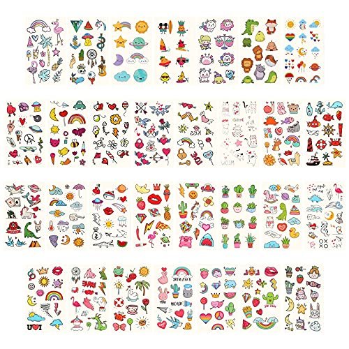 Metker 90 Sheets 1000+ Designs Temporary Tattoos for Kids - Waterproof, Educational & Safe Skin Art for Birthday Party Favors & Group Activities - görsel 4