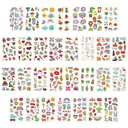 Metker 90 Sheets 1000+ Designs Temporary Tattoos for Kids - Waterproof, Educational & Safe Skin Art for Birthday Party Favors & Group Activities