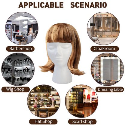 BALABALA 3 Pack Foam Wig Head Stand - White Styrofoam Mannequin Head with Long Neck for Wig Display, Hat Holder, Salon & Travel Avelisse