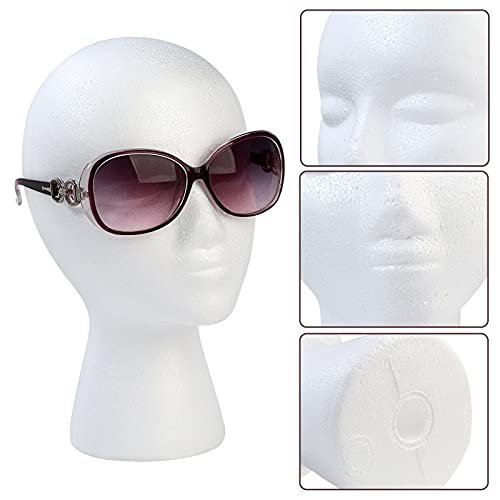 BALABALA 3 Pack Foam Wig Head Stand - White Styrofoam Mannequin Head with Long Neck for Wig Display, Hat Holder, Salon & Travel Avelisse
