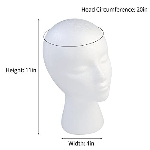 BALABALA 3 Pack Foam Wig Head Stand - White Styrofoam Mannequin Head with Long Neck for Wig Display, Hat Holder, Salon & Travel Avelisse