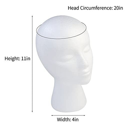 BALABALA 3 Pack Foam Wig Head Stand - White Styrofoam Mannequin Head with Long Neck for Wig Display, Hat Holder, Salon & Travel Avelisse