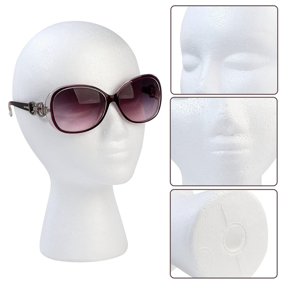BALABALA 3 Pack Foam Wig Head Stand - White Styrofoam Mannequin Head with Long Neck for Wig Display, Hat Holder, Salon & Travel Avelisse