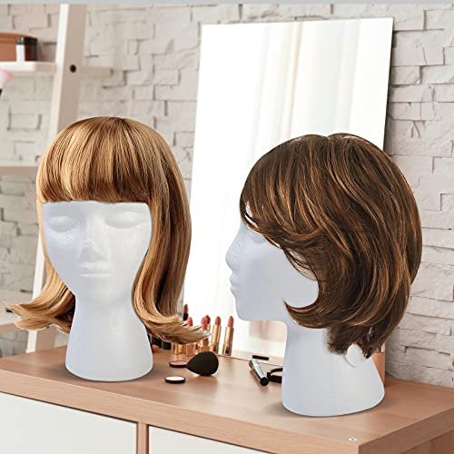 BALABALA 3 Pack Foam Wig Head Stand - White Styrofoam Mannequin Head with Long Neck for Wig Display, Hat Holder, Salon & Travel Avelisse