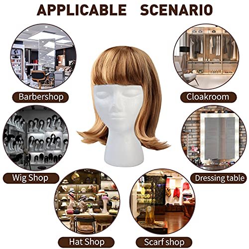BALABALA 3 Pack Foam Wig Head Stand - White Styrofoam Mannequin Head with Long Neck for Wig Display, Hat Holder, Salon & Travel Avelisse