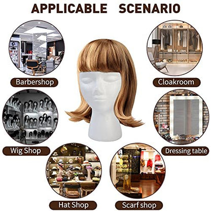 BALABALA 3 Pack Foam Wig Head Stand - White Styrofoam Mannequin Head with Long Neck for Wig Display, Hat Holder, Salon & Travel Avelisse
