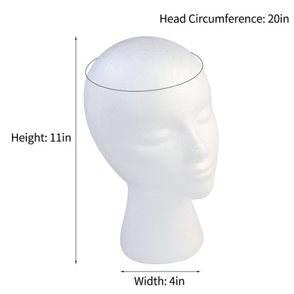 BALABALA 3 Pack Foam Wig Head Stand - White Styrofoam Mannequin Head with Long Neck for Wig Display, Hat Holder, Salon & Travel Avelisse