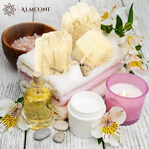 ALMOONI Mini Natural Loofah Sponge - Real Egyptian Exfoliating Loofah - Small Shower Scrubber for Perfect Grip - 3 Count - görsel 12