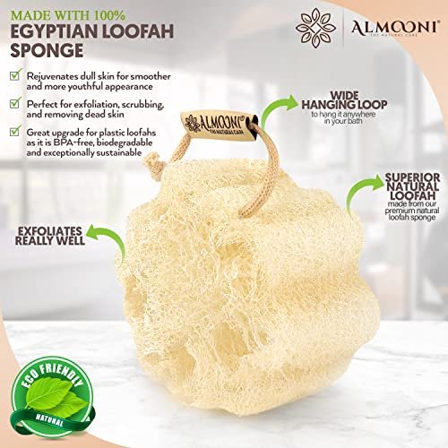ALMOONI Mini Natural Loofah Sponge - Real Egyptian Exfoliating Loofah - Small Shower Scrubber for Perfect Grip - 3 Count - görsel 4
