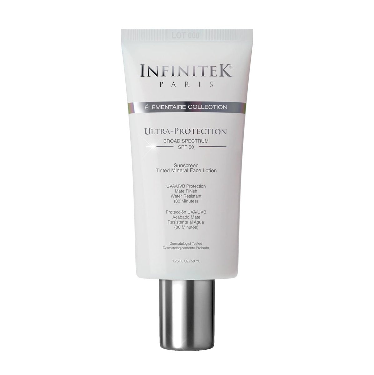 Infinitek Paris Tinted Mineral Face Sunscreen SPF 50 – Matte Finish, Water Resistant, Blue Light Protection (1.75 fl oz / 50 ml) Avelisse