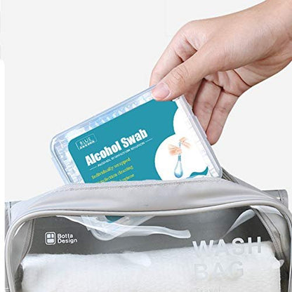 HUNWEY 100+50 Alcohol Swabs Cotton Individually Wrapped Disposable Swabsticks - Sanitary First Aid Kit for Women & Men (75 Count, Pack of 2) Avelisse