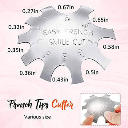 3-Piece Acrylic Nail Tool Kit - French Tip Cutter, Manicure Edge Trimmer, Smile Line Cutter, Cutting Knife & Acrylic Nail Art Brush - Silver