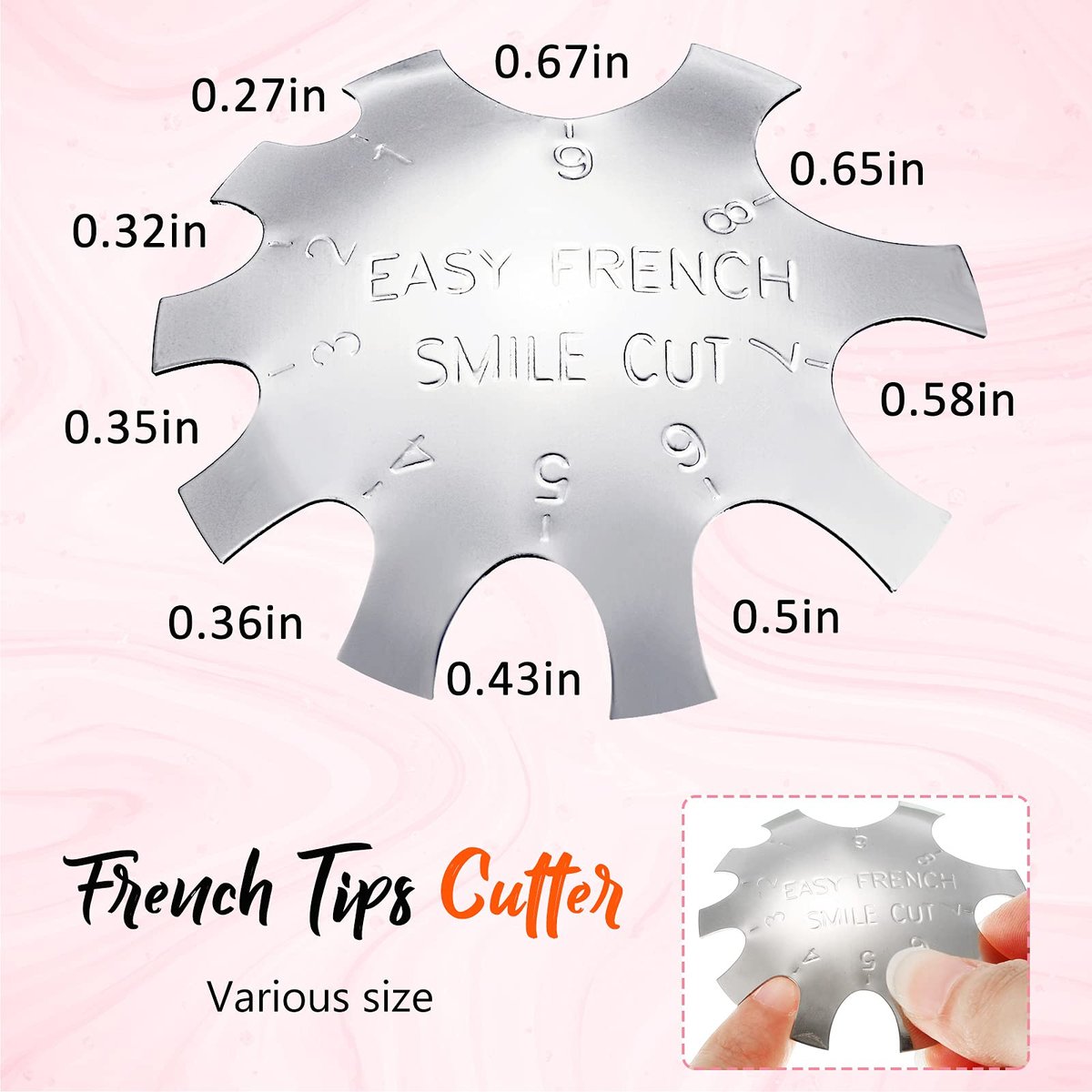 3-Piece Acrylic Nail Tool Kit - French Tip Cutter, Manicure Edge Trimmer, Smile Line Cutter, Cutting Knife & Acrylic Nail Art Brush - Silver - görsel 7