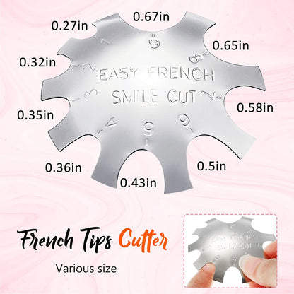 3-Piece Acrylic Nail Tool Kit - French Tip Cutter, Manicure Edge Trimmer, Smile Line Cutter, Cutting Knife & Acrylic Nail Art Brush - Silver