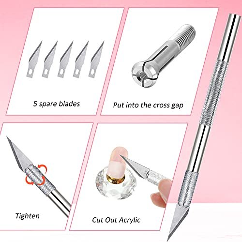 3-Piece Acrylic Nail Tool Kit - French Tip Cutter, Manicure Edge Trimmer, Smile Line Cutter, Cutting Knife & Acrylic Nail Art Brush - Silver - görsel 10