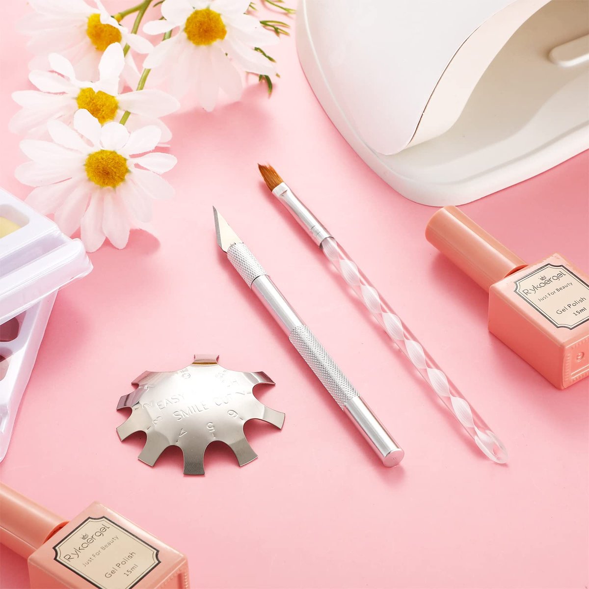 3-Piece Acrylic Nail Tool Kit - French Tip Cutter, Manicure Edge Trimmer, Smile Line Cutter, Cutting Knife & Acrylic Nail Art Brush - Silver - görsel 13