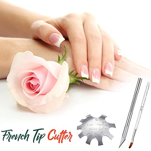 3-Piece Acrylic Nail Tool Kit - French Tip Cutter, Manicure Edge Trimmer, Smile Line Cutter, Cutting Knife & Acrylic Nail Art Brush - Silver - görsel 4