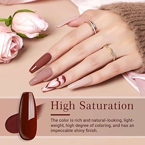 AZUREBEAUTY Dip Powder Nail Kit Starter - 4 Colors Skin Nude Brown Glitter, Dipping Powder Liquid Set with Base/Top Coat Activator for Daily French Nail Art Manicure DIY Gift (12 Pcs) Avelisse