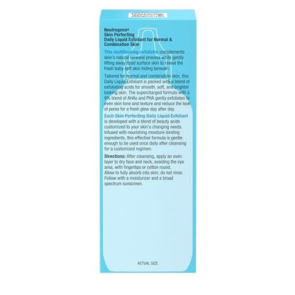 Neutrogena Skin Perfecting Daily Liquid Facial Exfoliant with 9% AHA/PHA Blend for Normal & Combination Skin, Smoothing & Brightening Leave-On Exfoliator, Oil- & Fragrance-Free, 4 fl. oz Avelisse