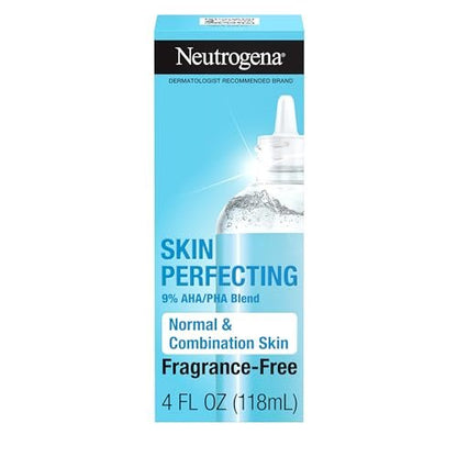 Neutrogena Skin Perfecting Daily Liquid Facial Exfoliant with 9% AHA/PHA Blend for Normal & Combination Skin, Smoothing & Brightening Leave-On Exfoliator, Oil- & Fragrance-Free, 4 fl. oz Avelisse