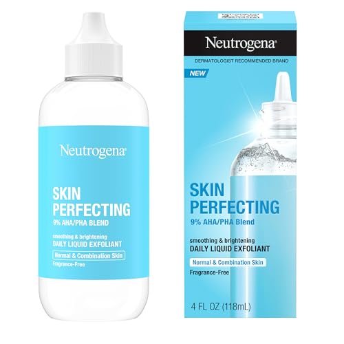 Neutrogena Skin Perfecting Daily Liquid Facial Exfoliant with 9% AHA/PHA Blend for Normal & Combination Skin, Smoothing & Brightening Leave-On Exfoliator, Oil- & Fragrance-Free, 4 fl. oz Avelisse