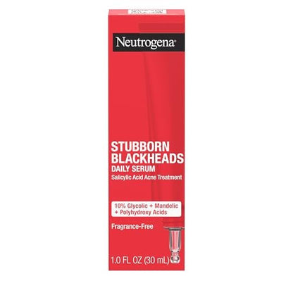 Neutrogena Stubborn Blackheads Daily Acne Facial Serum – Salicylic Acid, Glycolic Acid, Polyhydroxy & Mandelic Acids, Oil-Free, 1 fl. oz Avelisse